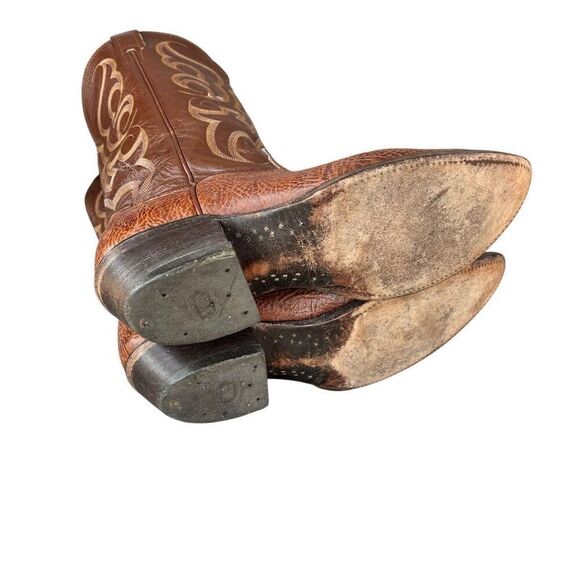 Vintage Nocona Men\'s Western Cowboy Boots Orange Brown Leather Size‎ 8 D main image 7